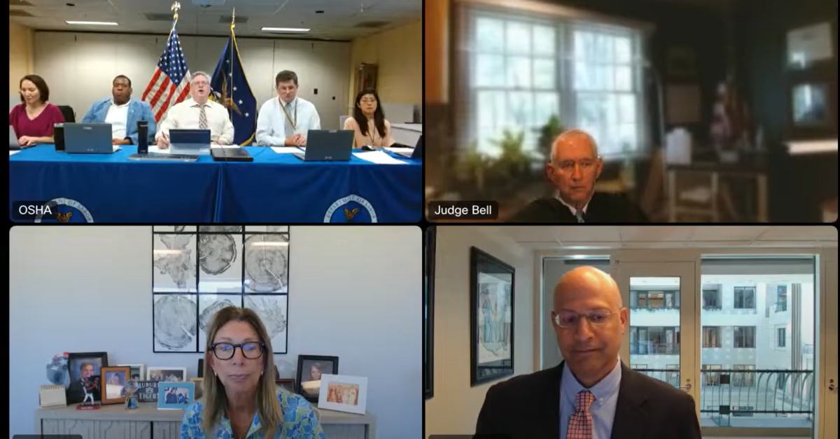 OSHA hearing screen capture