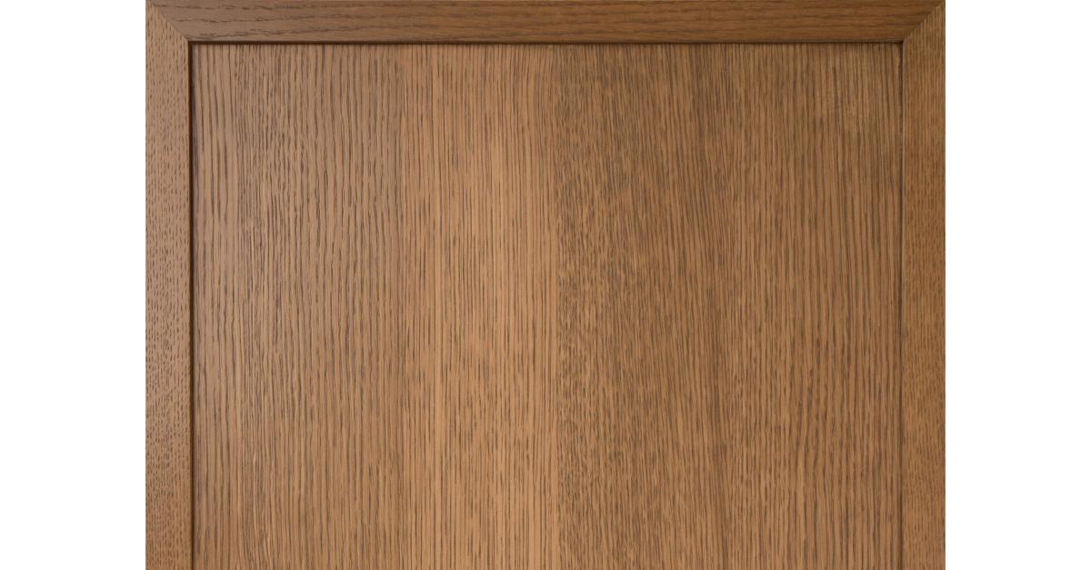 Image of a cabinet door in new Bourbon color