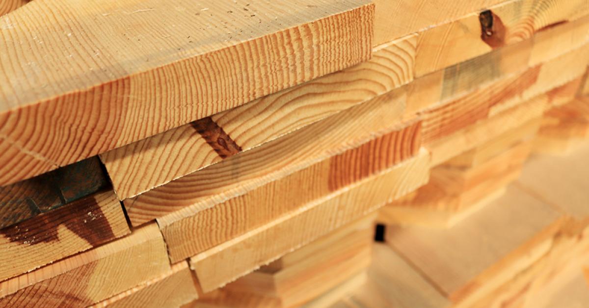 Photograph of stacked lumber